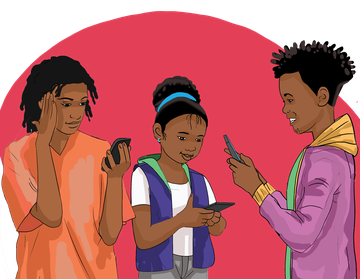 1 a groupe enfants qui manipulent les téléphones