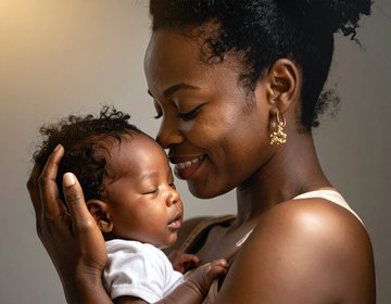 Firefly_Une maman noire, administrant des soins à son nouveau-né dans les bras, souriant 502846 (1)